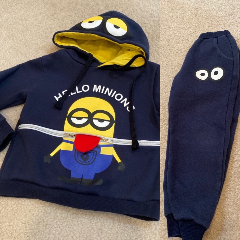 Minion outfit in navy blue & zipper pocket 3-4T